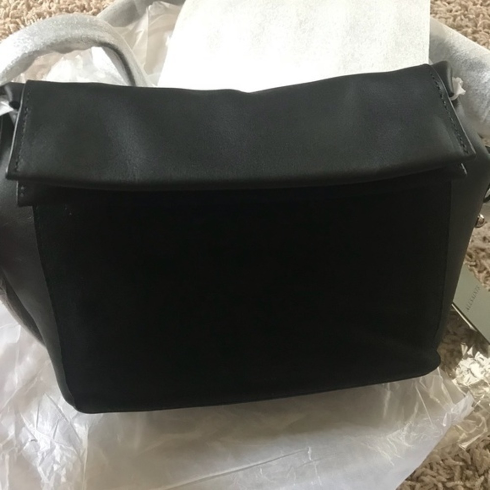 NWT AllSaints Maya Black Leather/Suede Crossbody